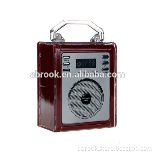 Crystal super bass portable mini led speaker with usb charger